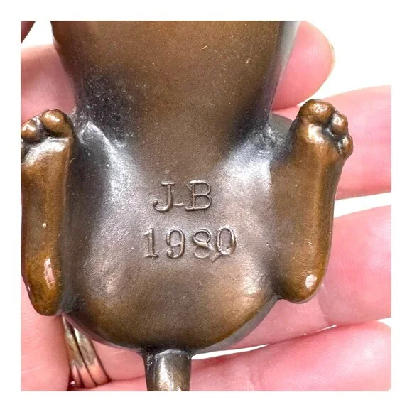 1920 ART Deco JENNINGS BROTHERS JB BRONZE Bulldog Cigar Ashtray Paperweight 1980